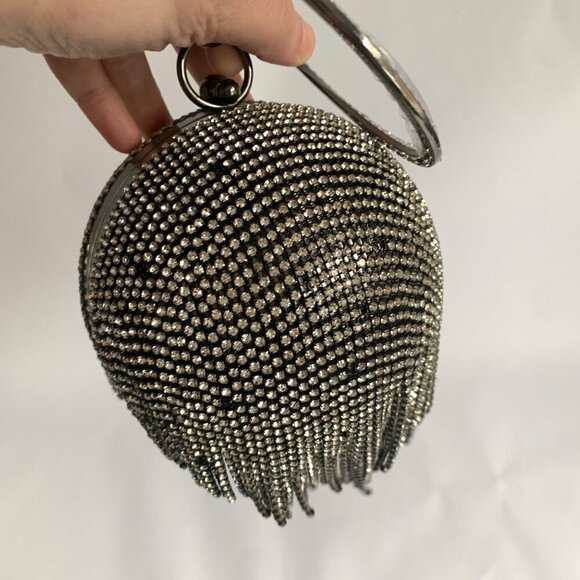 Badgley Mischka Rhinestone Ball Clutch Bag - Black - Picture 6 of 8
